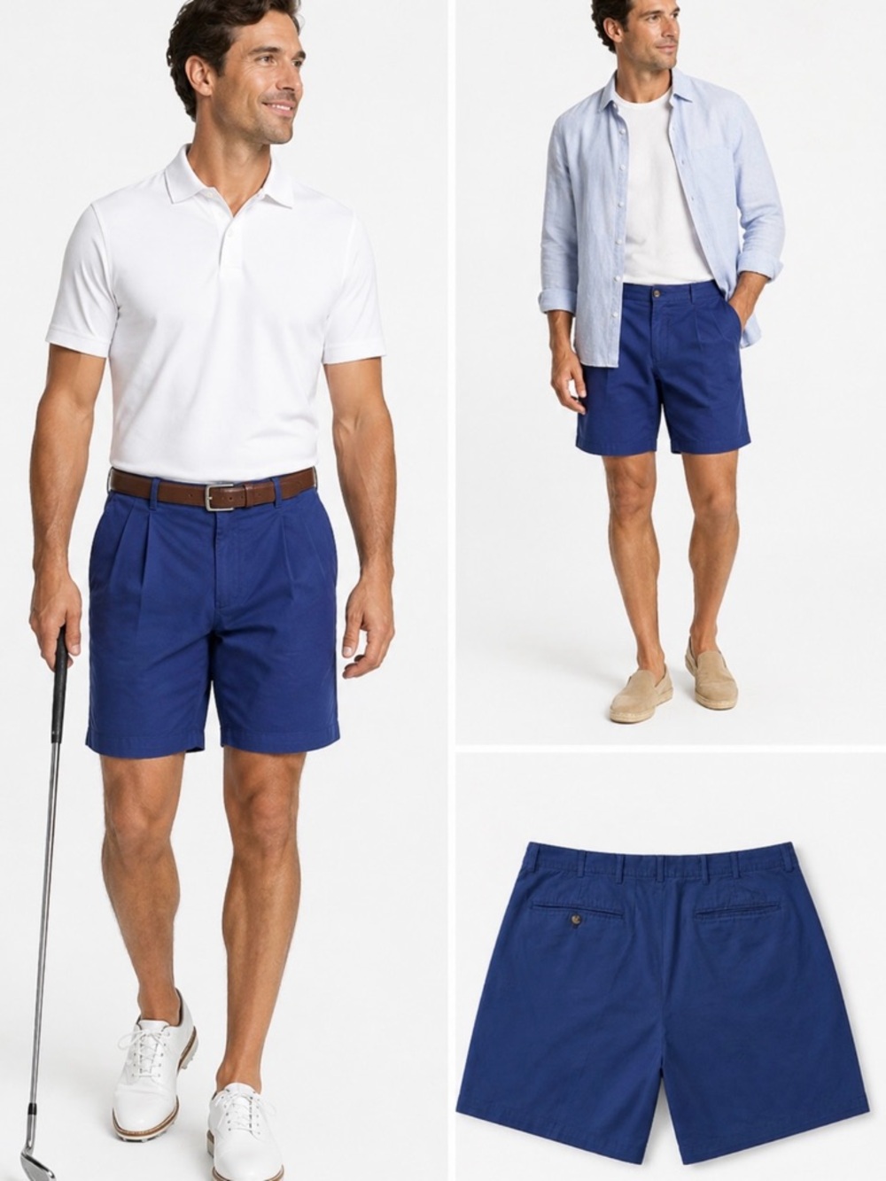Vintage Y2K Peter Millar Navy Pleated Classic Fit Golf Shorts 9" Inseam Sz 38💛